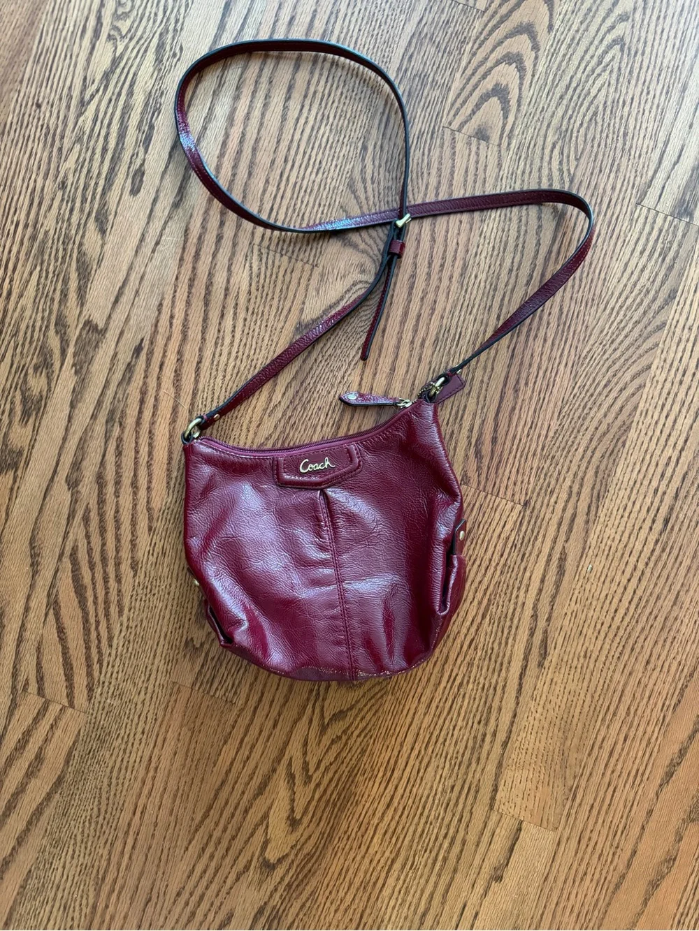 Coach Wine Red Pebbled Leather Crossbody Bag